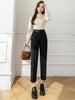 imCharms 2023 Spring and Autumn High Waist Metal Buckle Straight Harlan Simple Ladies Versatile Casual Pants