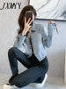 imCharms 2023 Spring and Autumn Denim Short Jacket Straps Sexy Slim Design Long Sleeve Personality Jacket