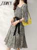 imCharms 2023 Summer Belt Decoration Elegant Temperament Waist Slim Printed Skirt Dress Women's Clothing