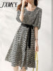 imCharms 2023 Summer Belt Decoration Elegant Temperament Waist Slim Printed Skirt Dress Women's Clothing