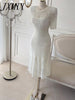 imCharms 2023 Summer Chic Gentle Temperament Round Neck Hollow Design High Waist Slim Bag Hip Fishtail Dress Women's