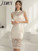 imCharms 2023 Summer Dress Slim Fit Elegant Temperament Slim Mid-Length Bag Hip Lace Dress Women's
