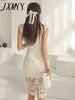imCharms 2023 Summer Dress Slim Fit Elegant Temperament Slim Mid-Length Bag Hip Lace Dress Women's