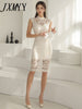 imCharms 2023 Summer Dress Slim Fit Elegant Temperament Slim Mid-Length Bag Hip Lace Dress Women's