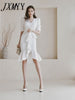 imCharms 2023 Summer Dress Korean Version Temperament V-Neck Slim Ruffled Fishtail Skirt Sexy Professional Dress Women