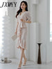 imCharms 2023 Summer Dress Korean Version Temperament V-Neck Slim Ruffled Fishtail Skirt Sexy Professional Dress Women