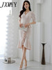 imCharms 2023 Summer Dress Korean Version Temperament V-Neck Slim Ruffled Fishtail Skirt Sexy Professional Dress Women