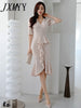 imCharms 2023 Summer Dress Korean Version Temperament V-Neck Slim Ruffled Fishtail Skirt Sexy Professional Dress Women
