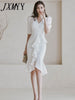 imCharms 2023 Summer Dress Korean Version Temperament V-Neck Slim Ruffled Fishtail Skirt Sexy Professional Dress Women