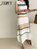 imCharms 2023 Summer Elegant Temperament Small Hollow Elastic Long Skirt Knitted Suspenders + Dress Suit Women's Clothing