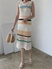 imCharms 2023 Summer Elegant Temperament Small Hollow Elastic Long Skirt Knitted Suspenders + Dress Suit Women's Clothing