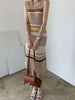 imCharms 2023 Summer Elegant Temperament Small Hollow Elastic Long Skirt Knitted Suspenders + Dress Suit Women's Clothing