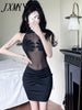 imCharms 2023 Summer European And American Style Dark Hollow Perspective Stitching Sexy Personality Dress Female