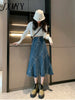 imCharms 2023 Summer All-Match Fishtail Skirt Design A-Line Loose Long Skirt High Waist Denim Slim Skirt Women