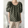 imCharms 2023 Summer Floral Women's Pure Desires Off-the-Shoulder One-Line Collar Loose Short Sleeve Shirts