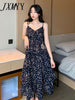 imCharms 2023 Summer Love Small Floral High Waist Layered Cake Skirt Mid-Length Skirt Sling Dress Women's