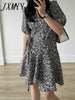 imCharms 2023 Summer Bandage Waist Elegant Temperament V-Neck Floral Chiffon Dress Women's Comfort Skirt
