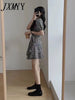 imCharms 2023 Summer Bandage Waist Elegant Temperament V-Neck Floral Chiffon Dress Women's Comfort Skirt