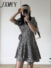 imCharms 2023 Summer Bandage Waist Elegant Temperament V-Neck Floral Chiffon Dress Women's Comfort Skirt