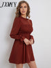 imCharms 2023 Summer Chic European And American Long-Sleeved Temperament Solid Color Dress Women's Clothing