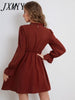 imCharms 2023 Summer Chic European And American Long-Sleeved Temperament Solid Color Dress Women's Clothing