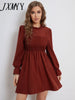 imCharms 2023 Summer Chic European And American Long-Sleeved Temperament Solid Color Dress Women's Clothing