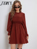 imCharms 2023 Summer Chic European And American Long-Sleeved Temperament Solid Color Dress Women's Clothing