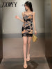 imCharms 2023 Summer Elegant Mesh Sexy Pleated Slim Suspender Skirt Dress Women's