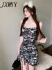 imCharms 2023 Summer Elegant Temperament Drawstring Ruffled Sling Sexy Slim Dress Women's Skirt