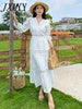 imCharms 2023 Summer Elegant Temperament Long Skirt White Skirt Slim Long Sleeve Dress Women's Clothing