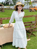 imCharms 2023 Summer Elegant Temperament Long Skirt White Skirt Slim Long Sleeve Dress Women's Clothing