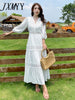imCharms 2023 Summer Elegant Temperament Long Skirt White Skirt Slim Long Sleeve Dress Women's Clothing