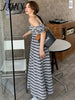 imCharms 2023 Summer Elegant Temperament Retro Striped Puff Sleeve Tube Top Dress Women's Clothing