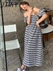 imCharms 2023 Summer Elegant Temperament Retro Striped Puff Sleeve Tube Top Dress Women's Clothing