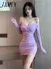 imCharms 2023 Summer Elegant Temperament Sexy Slim Pleated Dress Women's