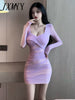 imCharms 2023 Summer Elegant Temperament Sexy Slim Pleated Dress Women's