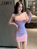imCharms 2023 Summer Elegant Temperament Sexy Slim Pleated Dress Women's