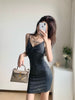 imCharms 2023 Summer Elegant Temperament Suspenders Sslim Sexy Bag Hip Nightclub V-Neck Bottoming Dress Women's