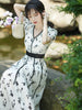 imCharms 2023 Summer Elegant Temperament Waist Thin Lace Bow Women's Dress High Waist Dress