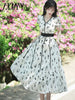 imCharms 2023 Summer Elegant Temperament Waist Thin Lace Bow Women's Dress High Waist Dress