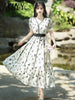 imCharms 2023 Summer Elegant Temperament Waist Thin Lace Bow Women's Dress High Waist Dress