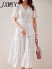 imCharms 2023 Summer Embroidered Dress Elegant Puff Sleeves Windmill Embroidered Women's Dress