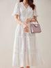 imCharms 2023 Summer Embroidered Dress Elegant Puff Sleeves Windmill Embroidered Women's Dress