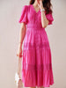 imCharms 2023 Summer Embroidered Dress Elegant Puff Sleeves Windmill Embroidered Women's Dress