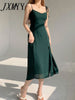 imCharms 2023 Summer High Waist Suspender Skirt Retro Sexy Waist Side Slit Women's Suspender Dress Beach Holiday Skirt