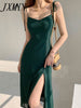 imCharms 2023 Summer High Waist Suspender Skirt Retro Sexy Waist Side Slit Women's Suspender Dress Beach Holiday Skirt