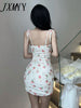 imCharms 2023 Summer Product Suspenders Pleated Mesh Belt Chest Pad Sexy Floral Bag Hip Dress Female