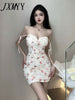 imCharms 2023 Summer Product Suspenders Pleated Mesh Belt Chest Pad Sexy Floral Bag Hip Dress Female
