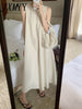 imCharms 2023 Summer Products Casual Loose All-Match Retro Temperament Long Sleeveless Vest Linen Women's Dress