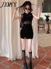 imCharms 2023 Summer Products Mesh Stitching Slim Fit Black Elegant Temperament Dress Women's Elastic Skirt